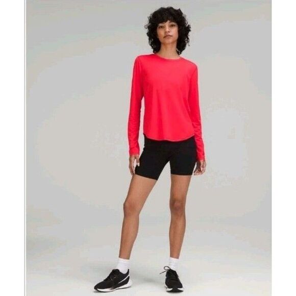 Lululemon Shirt Womens Est. Sz 6 High-Neck Training Long Sleeve Jersey Red Rose - Picture 1 of 8